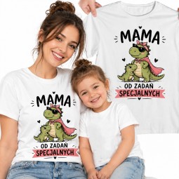 KOSZULKA DLA MAMY MAMA DO ZADAŃ SPECJALNYCH Z DINOZAUREM NA PREZENT DZIEŃ MATKI