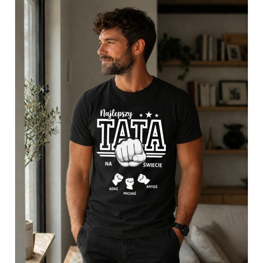 KOSZULKA NA DZIEŃ TATY BEST DAD EVER PREZENT IMIONA DZIECI DZIEŃ OJCA