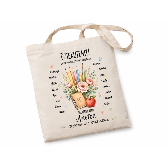 TORBA NA DZIEŃ NAUCZYCIELA TORBA PERSONALIZOWANA Z IMIENIONAMI A4
