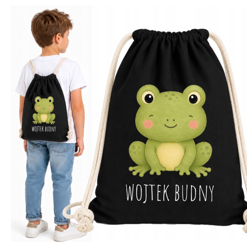 WORKOPLECAK Z IMIENIEM DO ŻŁOBKA SZKOŁY BAWEŁNIANY CZARNY