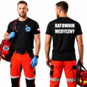 KOSZULKA RATOWNIK MEDYCZNY CZARNA FLAGA POLSKI BAWEŁNA NADRUK PRZÓD I TYŁ