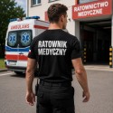 KOSZULKA RATOWNIK MEDYCZNY CZARNA FLAGA POLSKI BAWEŁNA NADRUK PRZÓD I TYŁ