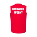 KOSZULKA BEZ RĘKAWÓW RATOWNIK WODNY CZERWONA BAWEŁNA NADRUK PRZÓD I TYŁ