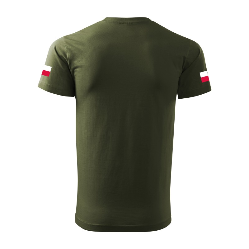 KOSZULKA WOJSKOWA KHAKI Z FLAGAMI POLSKI MILITARNA BAWEŁNIANA