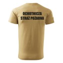 KOSZULKA STRAŻ OCHOTNICZA STRAŻ POŻARNA NADRUK PRZÓD I TYŁ JASNY BEŻ