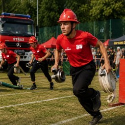 KOSZULKA MPD MŁODZIEŻOWA DRUŻYNA POŻARNICZA CZERWONA BAWEŁNIANA STRAŻ
