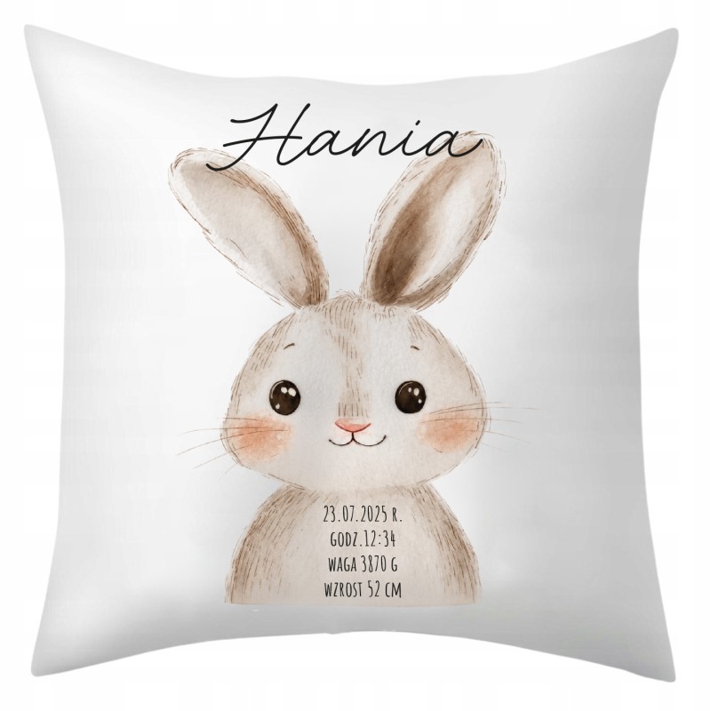 PODUSZKA Z METRYCZKĄ DZIECKA 40×40 CM PAMIĄTKA Z PERSONALIZACJĄ NA PREZENT