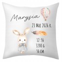 PODUSZKA Z METRYCZKĄ DZIECKA 40×40 CM PAMIĄTKA Z PERSONALIZACJĄ NA PREZENT