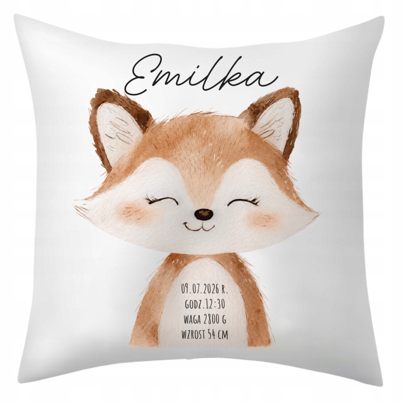 PODUSZKA Z METRYCZKĄ DZIECKA 40×40 CM PAMIĄTKA Z PERSONALIZACJĄ NA PREZENT