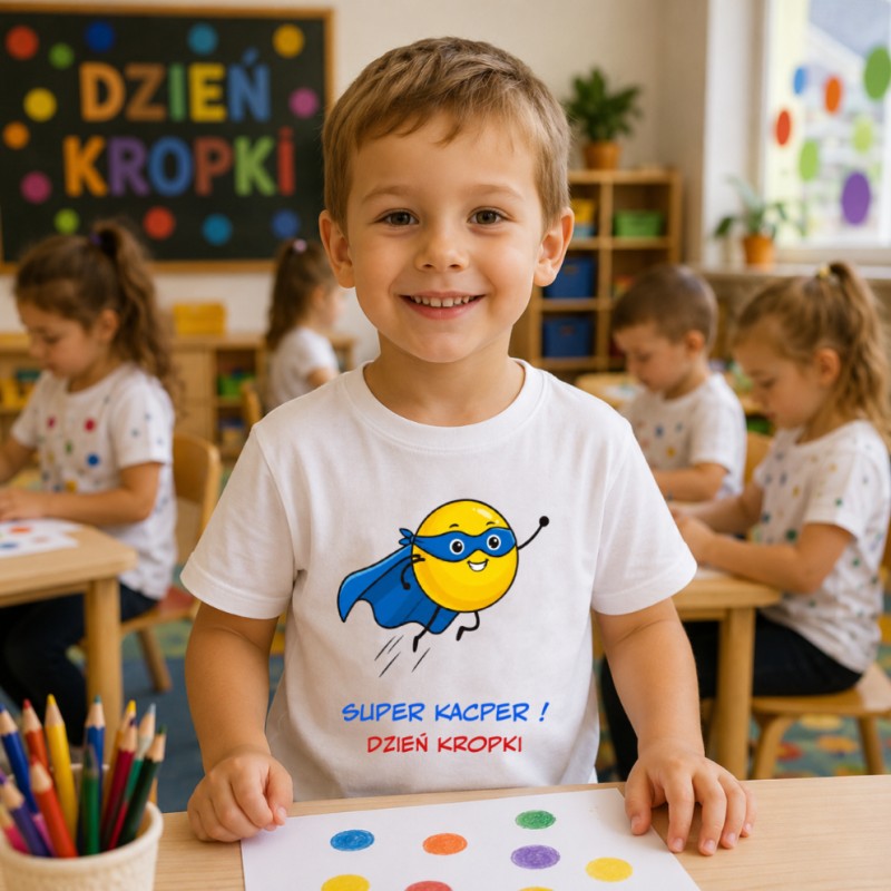 KOSZULKA DZIEŃ KROPKI - SUPER CHŁOPAK Z PERSONALIZACJĄ