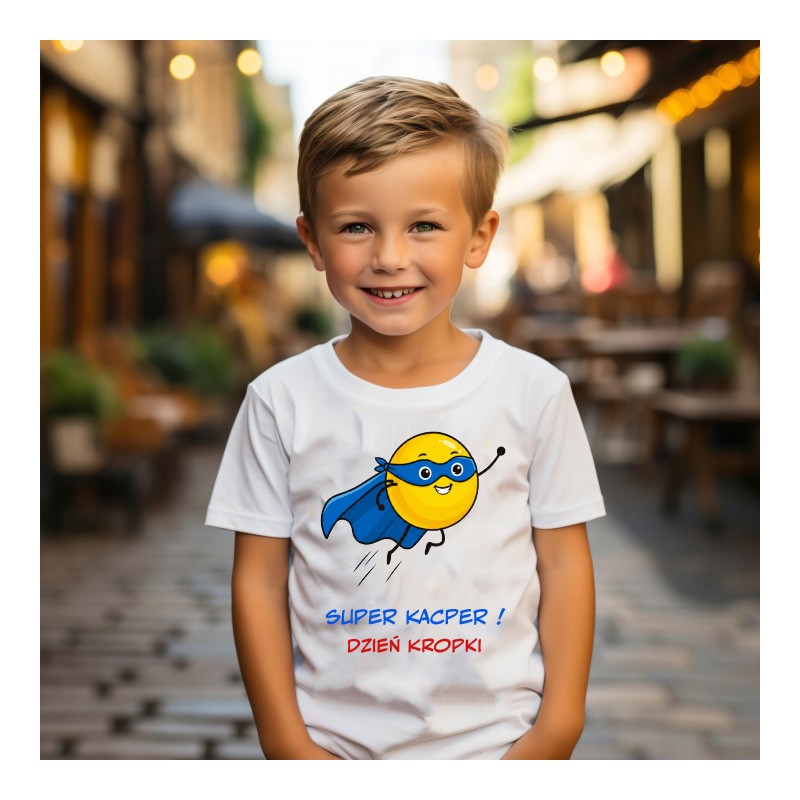 KOSZULKA DZIEŃ KROPKI - SUPER CHŁOPAK Z PERSONALIZACJĄ