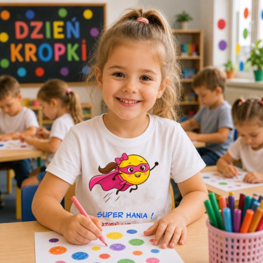 KOSZULKA DZIEŃ KROPKI - SUPER DZIEWCZYNA Z PERSONALIZACJĄ