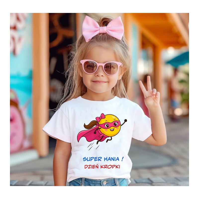 KOSZULKA DZIEŃ KROPKI - SUPER DZIEWCZYNA Z PERSONALIZACJĄ