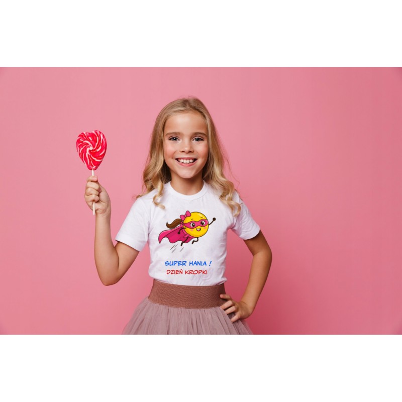 KOSZULKA DZIEŃ KROPKI - SUPER DZIEWCZYNA Z PERSONALIZACJĄ