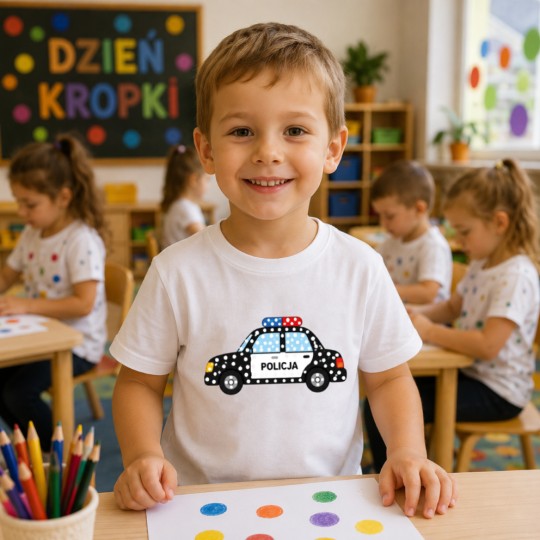 KOSZULKA BIAŁA DZIEŃ KROPKI - POLICJA