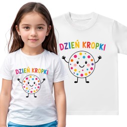 KOSZULKA BIAŁA DZIEŃ KROPKI - ŁAPKI