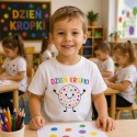 KOSZULKA BIAŁA DZIEŃ KROPKI - ŁAPKI