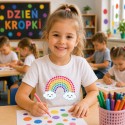 KOSZULKA BIAŁA DZIEŃ KROPKI - TĘCZA