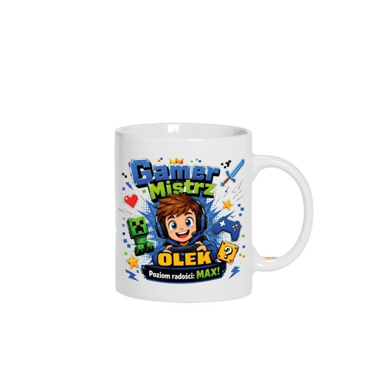 KUBEK DLA GRACZA PERSONALIZOWANY CERAMICZNY 330ml NA PREZENT Z IMIENIEM