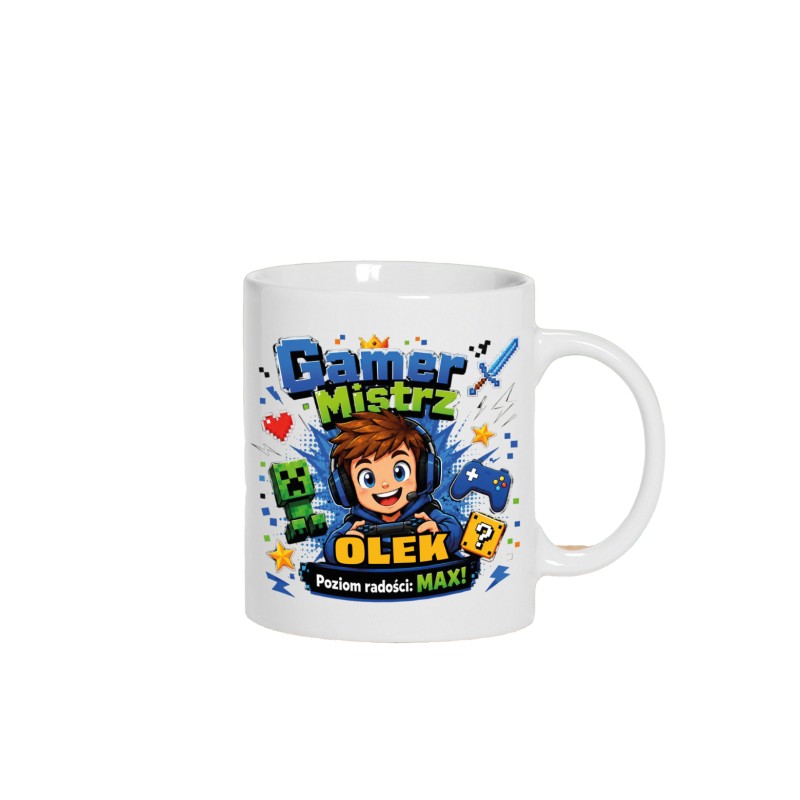 KUBEK DLA GRACZA PERSONALIZOWANY CERAMICZNY 330ml NA PREZENT Z IMIENIEM
