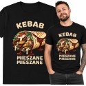 KOSZULKA MĘSKA Z NADRUKIEM KEBAB MIESZANE MIESZANE CZARNA BAWEŁNIANA