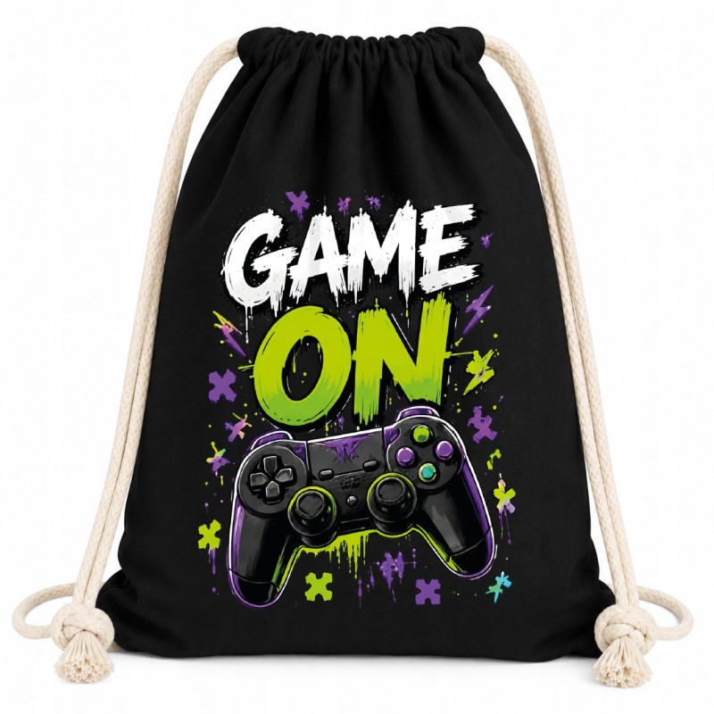 WORKOPLECAK BAWEŁNIANY CZARNY GAME ON