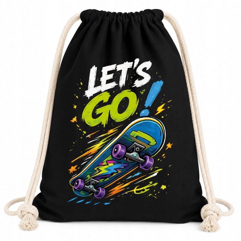 WORKOPLECAK BAWEŁNIANY CZARNY LET'S GO