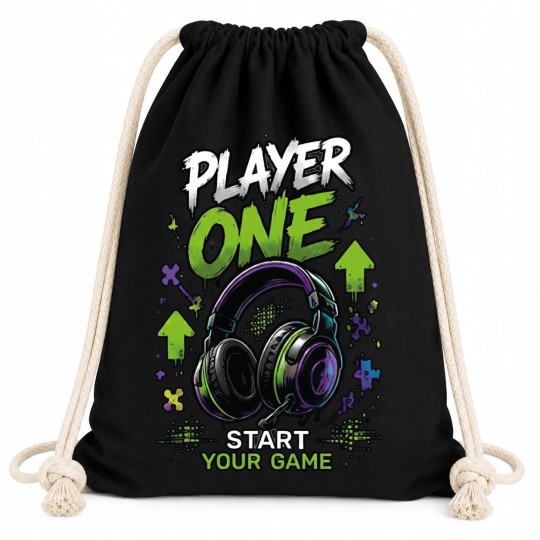 WORKOPLECAK BAWEŁNIANY CZARNY PLAYER ONE