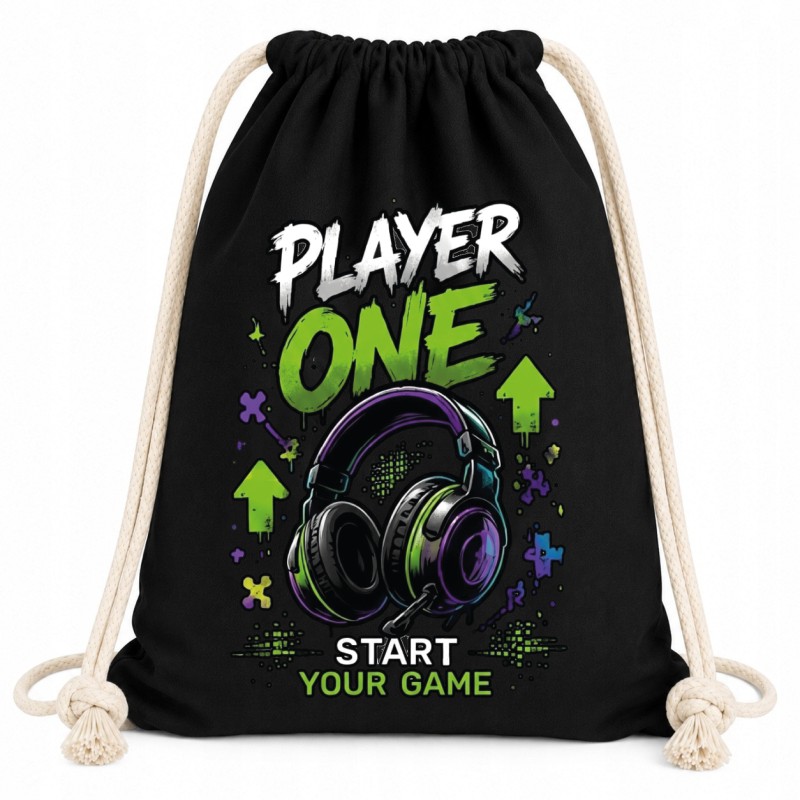 WORKOPLECAK BAWEŁNIANY CZARNY PLAYER ONE