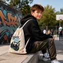 WORKOPLECAK BAWEŁNIANY SZKOLNY SPORTOWY STREETWEAR URBAN STYLE BEŻOWY