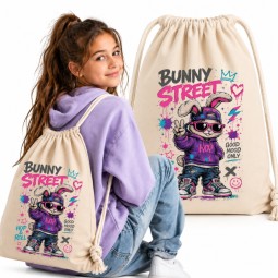 WORKOPLECAK BAWEŁNIANY SZKOLNY SPORTOWY STREETWEAR URBAN STYLE BEŻOWY
