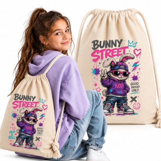 WORKOPLECAK BAWEŁNIANY SZKOLNY SPORTOWY STREETWEAR URBAN STYLE BEŻOWY