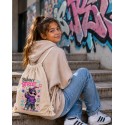 WORKOPLECAK BAWEŁNIANY SZKOLNY SPORTOWY STREETWEAR URBAN STYLE BEŻOWY