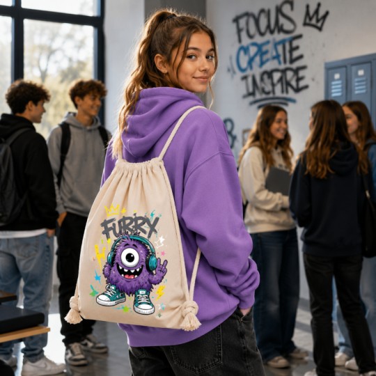 WORKOPLECAK BAWEŁNIANY SZKOLNY SPORTOWY STREETWEAR URBAN STYLE BEŻOWY