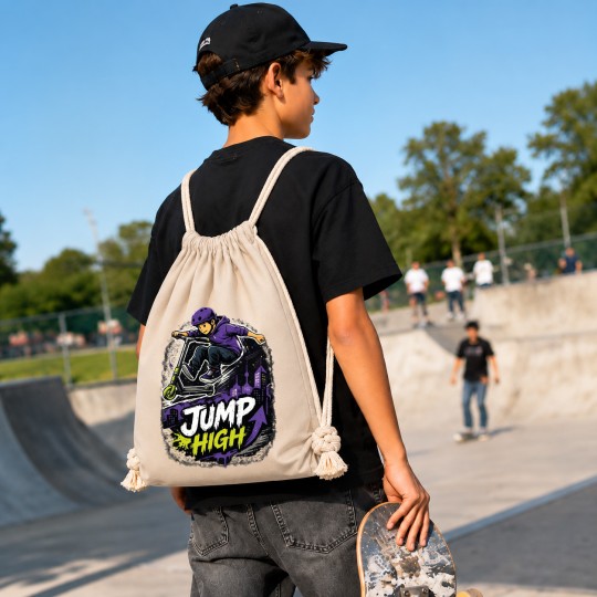 WORKOPLECAK BAWEŁNIANY SZKOLNY SPORTOWY STREETWEAR URBAN STYLE BEŻOWY