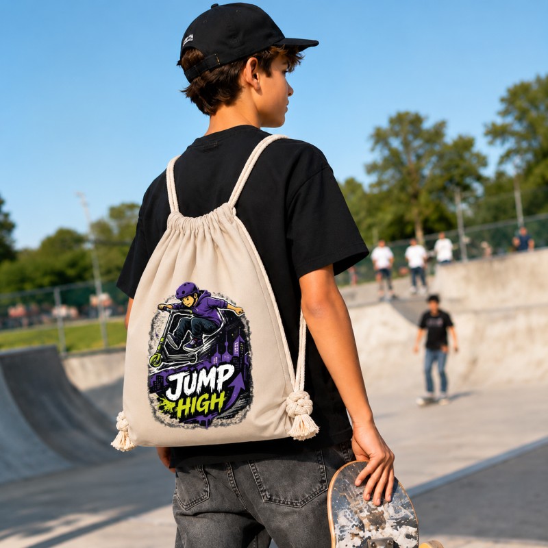 WORKOPLECAK BAWEŁNIANY SZKOLNY SPORTOWY STREETWEAR URBAN STYLE BEŻOWY