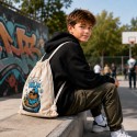 WORKOPLECAK BAWEŁNIANY SZKOLNY SPORTOWY STREETWEAR URBAN STYLE BEŻOWY