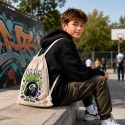 WORKOPLECAK BAWEŁNIANY SZKOLNY SPORTOWY STREETWEAR URBAN STYLE BEŻOWY