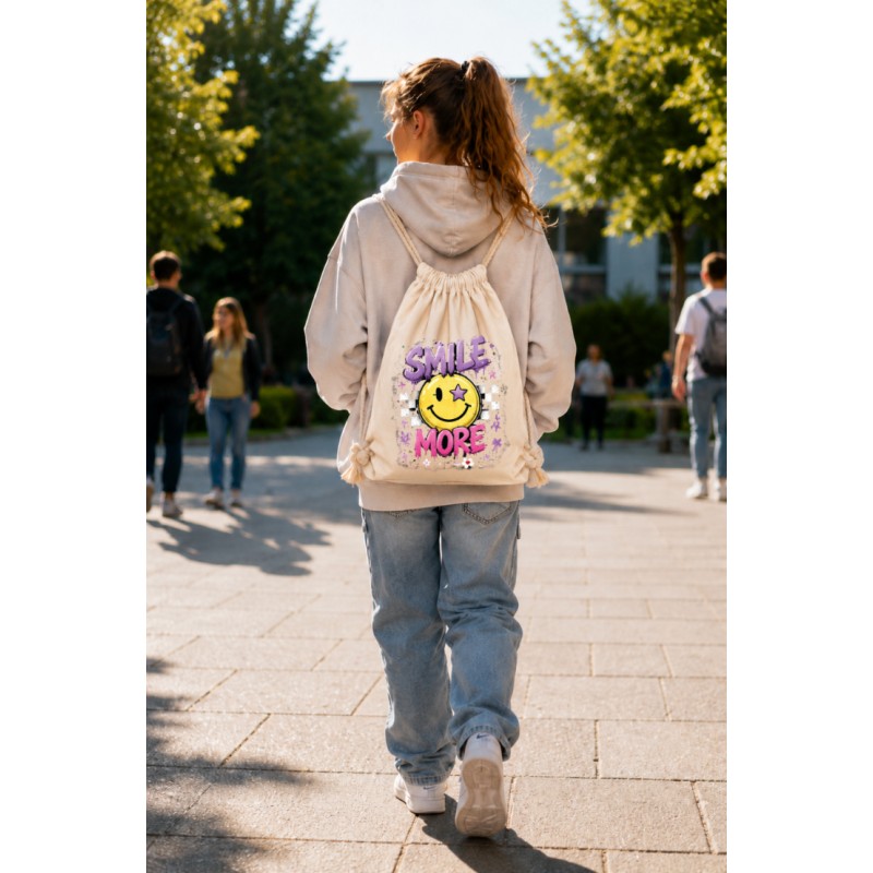 WORKOPLECAK BAWEŁNIANY SZKOLNY SPORTOWY STREETWEAR URBAN STYLE BEŻOWY