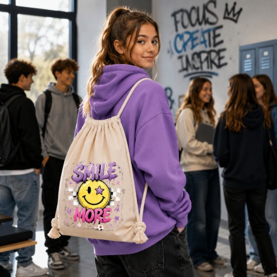 WORKOPLECAK BAWEŁNIANY SZKOLNY SPORTOWY STREETWEAR URBAN STYLE BEŻOWY