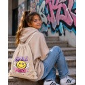 WORKOPLECAK BAWEŁNIANY SZKOLNY SPORTOWY STREETWEAR URBAN STYLE BEŻOWY