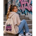 WORKOPLECAK BAWEŁNIANY SZKOLNY SPORTOWY STREETWEAR URBAN STYLE BEŻOWY