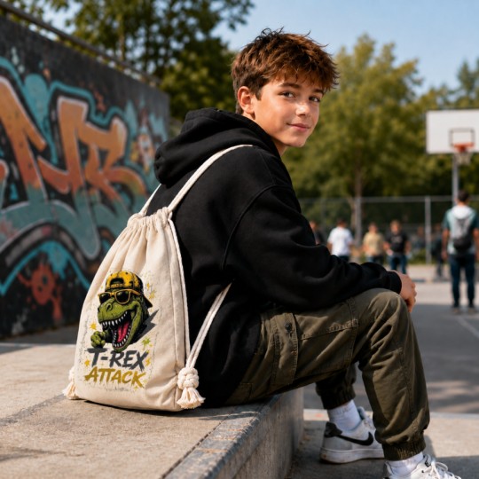 WORKOPLECAK BAWEŁNIANY SZKOLNY SPORTOWY STREETWEAR URBAN STYLE BEŻOWY