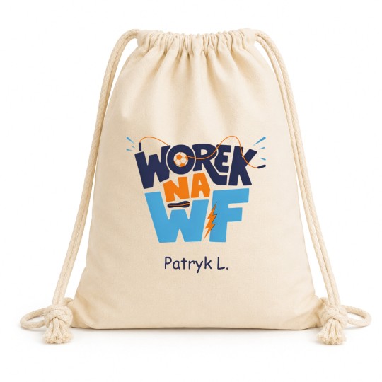 WORKOPLECAK NA WF Z IMIENIEM PERSONALIZOWANY SZKOLNY BAWEŁNIANY DLA DZIECKA