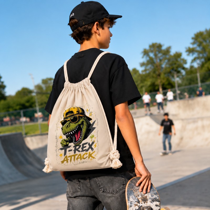 WORKOPLECAK BAWEŁNIANY SZKOLNY SPORTOWY STREETWEAR URBAN STYLE BEŻOWY