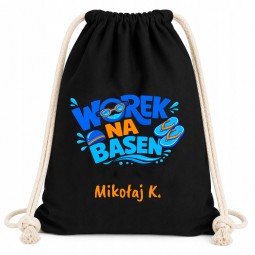 WORKOPLECAK NA BASEN Z IMIENIEM PERSONALIZOWANY BAWEŁNIANY DLA CHŁOPCA I DZIEWCZYNKI