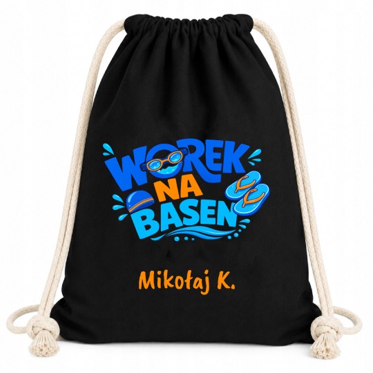 WORKOPLECAK NA BASEN Z IMIENIEM PERSONALIZOWANY BAWEŁNIANY DLA CHŁOPCA I DZIEWCZYNKI