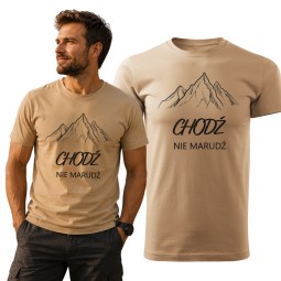 KOSZULKA MĘSKA Z NADRUKIEM GÓR TREKING HIKING BAWEŁNA NA PREZENT