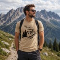KOSZULKA MĘSKA Z NADRUKIEM GÓR TREKING HIKING BAWEŁNA NA PREZENT