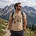 KOSZULKA MĘSKA GÓROHOLIK Z NADRUKIEM GÓR TREKING HIKING BAWEŁNA NA PREZENT
